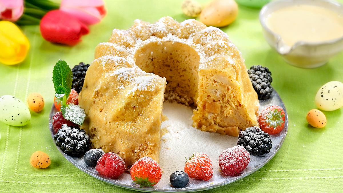 Brotpudding mit Vanillesauce zu Ostern | IBIS Backwaren